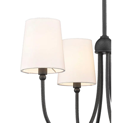 CFC Lighting Forged Black 22"W x 23"H Rustic Chandelier with 4 Fabric Shades