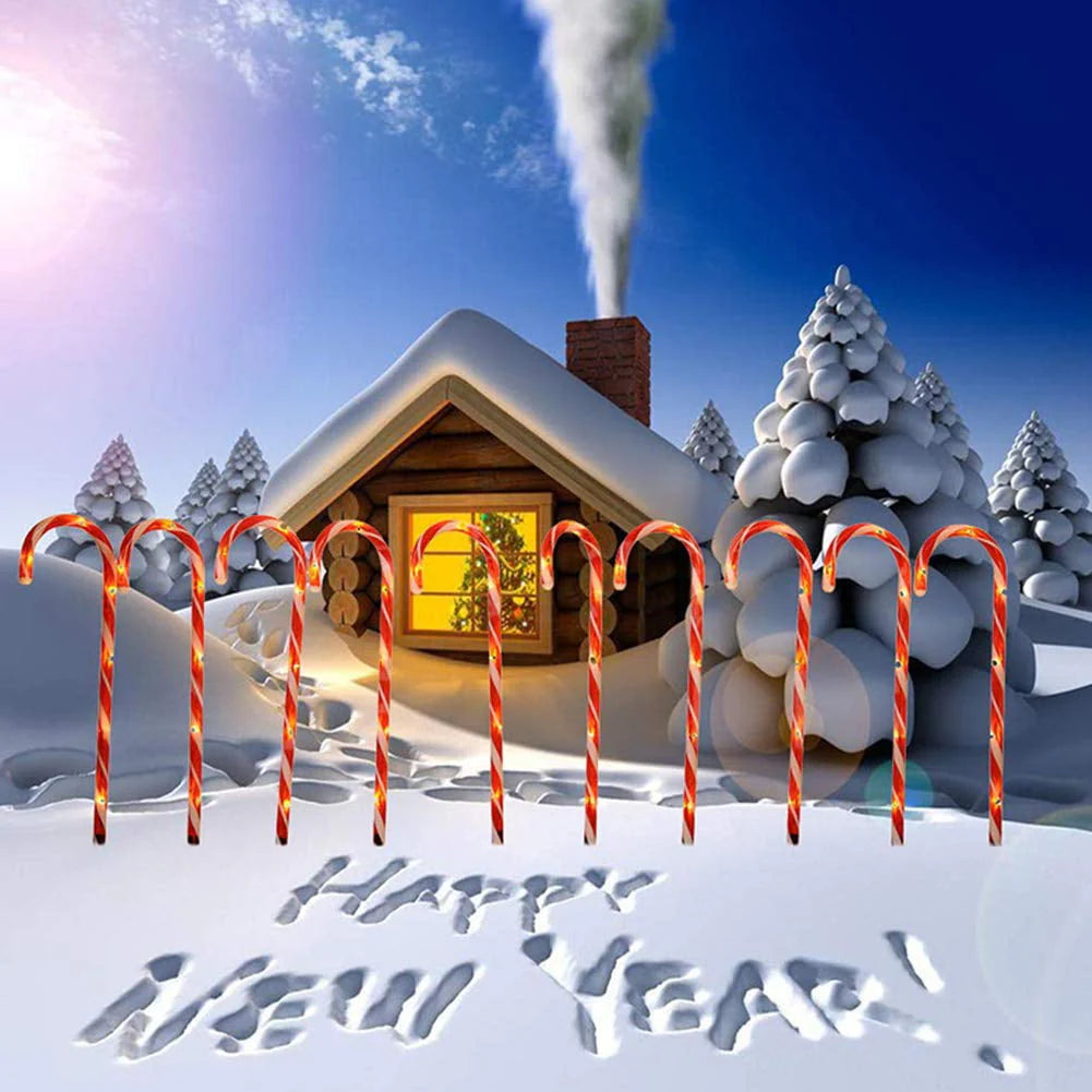 Christmas Candy Cane Lights, 15inch Set of 5 Solar Powered Candy Canes Christmas Pathway Lights Outdoor-Candy Cane Christmas Decorations Outdoor for Holidays Lighting up Sidewalk,Yard,