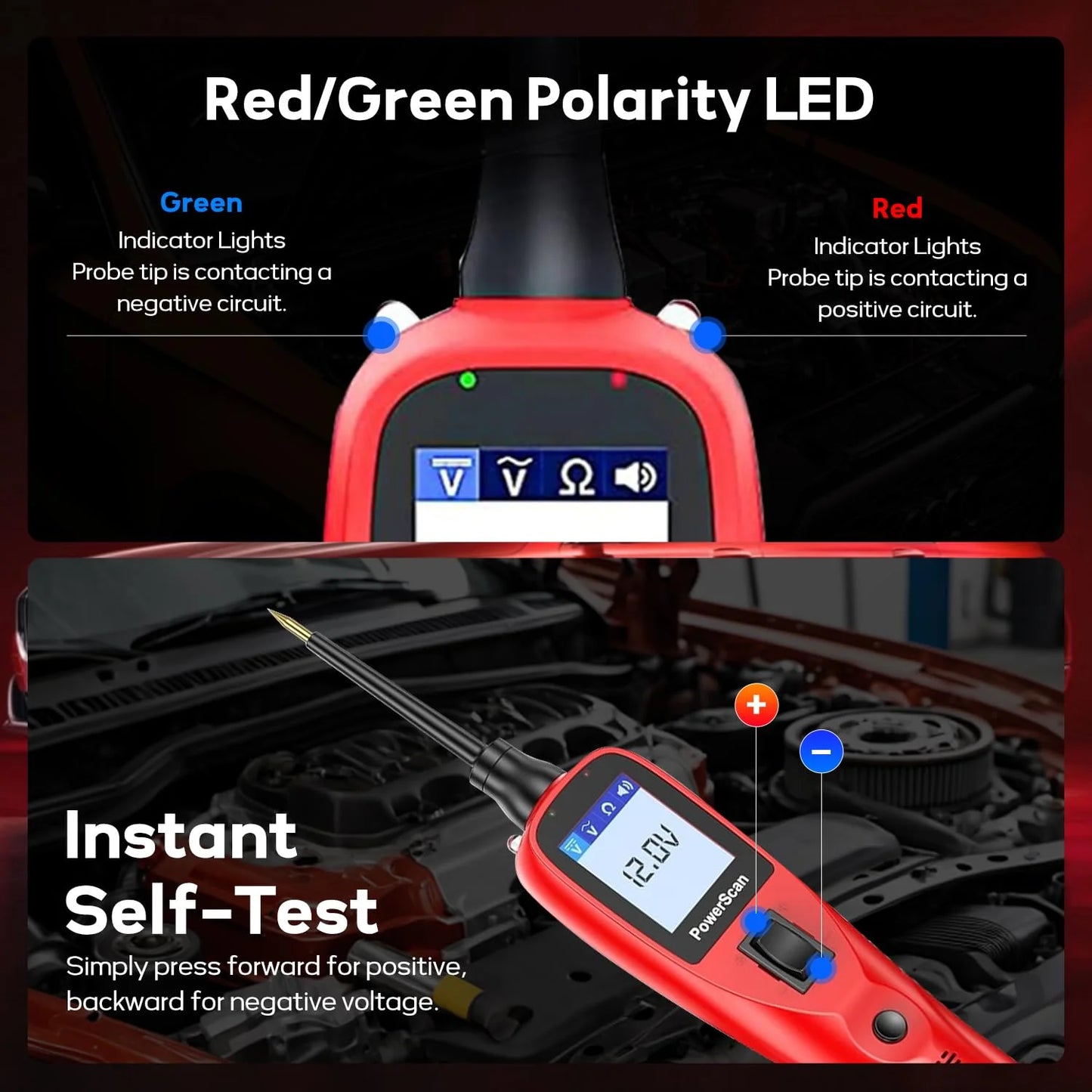 Autel PowerScan PS100 Automotive Circuit Tester, Power Circuit Probe Scan Tool, 12-24V Electrical Short Open Breaker Circuit Finder, AC/DC Current Resistance, 20ft Extension Cord