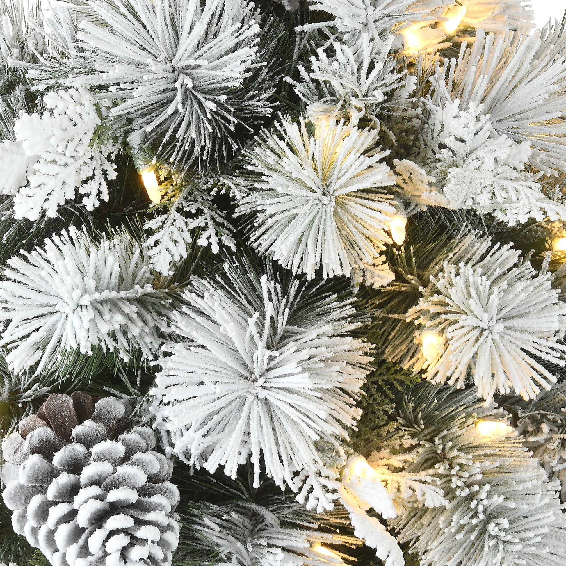 22 in. Pre-Lit Feel Real® Pre-Lit Artificial Snowy Chiwaw Basin Christmas Tabletop Tree, Green, Pinecones, 50 Warm White LED Lights, Whitewash Pot Base