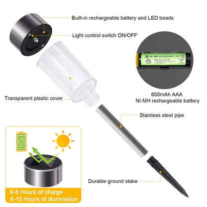 ROMUCHE 24PCS Solar Lights Outdoor Solar Garden Lights Solar Stake Lights Waterproof LED Lawn Light Seal Stainless Steel Solar Lights for Outside Pathway Garden Patio Christmas Decor(RGB)