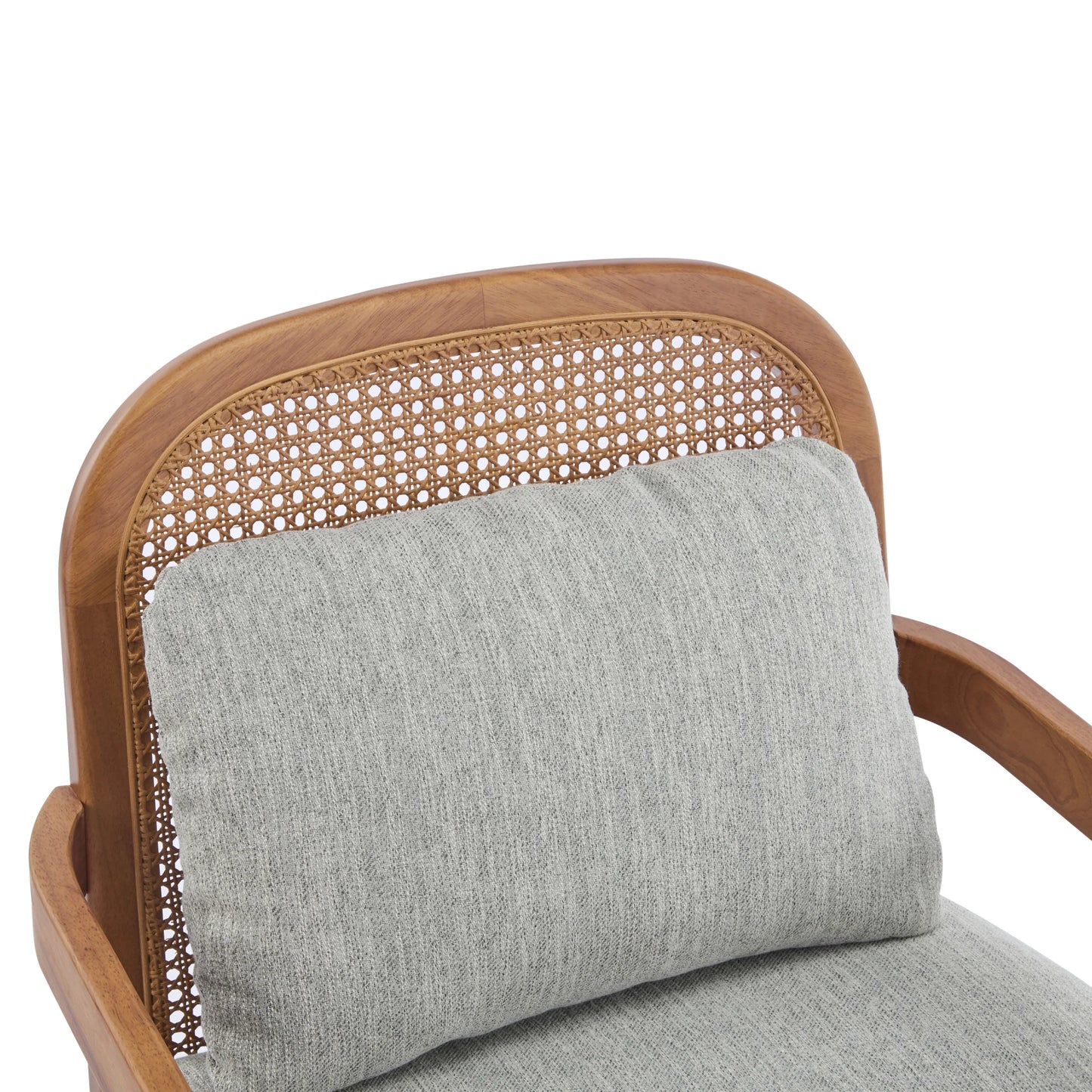 Christopher Knight Home Mid-Century Modern Accent Chairs, Wood Frame with Rattan Backrest, Grayish Green, Set of 2
