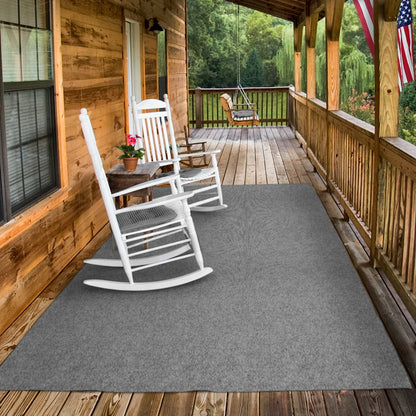 House Home & More Gray 6' x 50' Fade Resistant Indoor/Outdoor Ribbed Carpet Roll for Patio, Porch