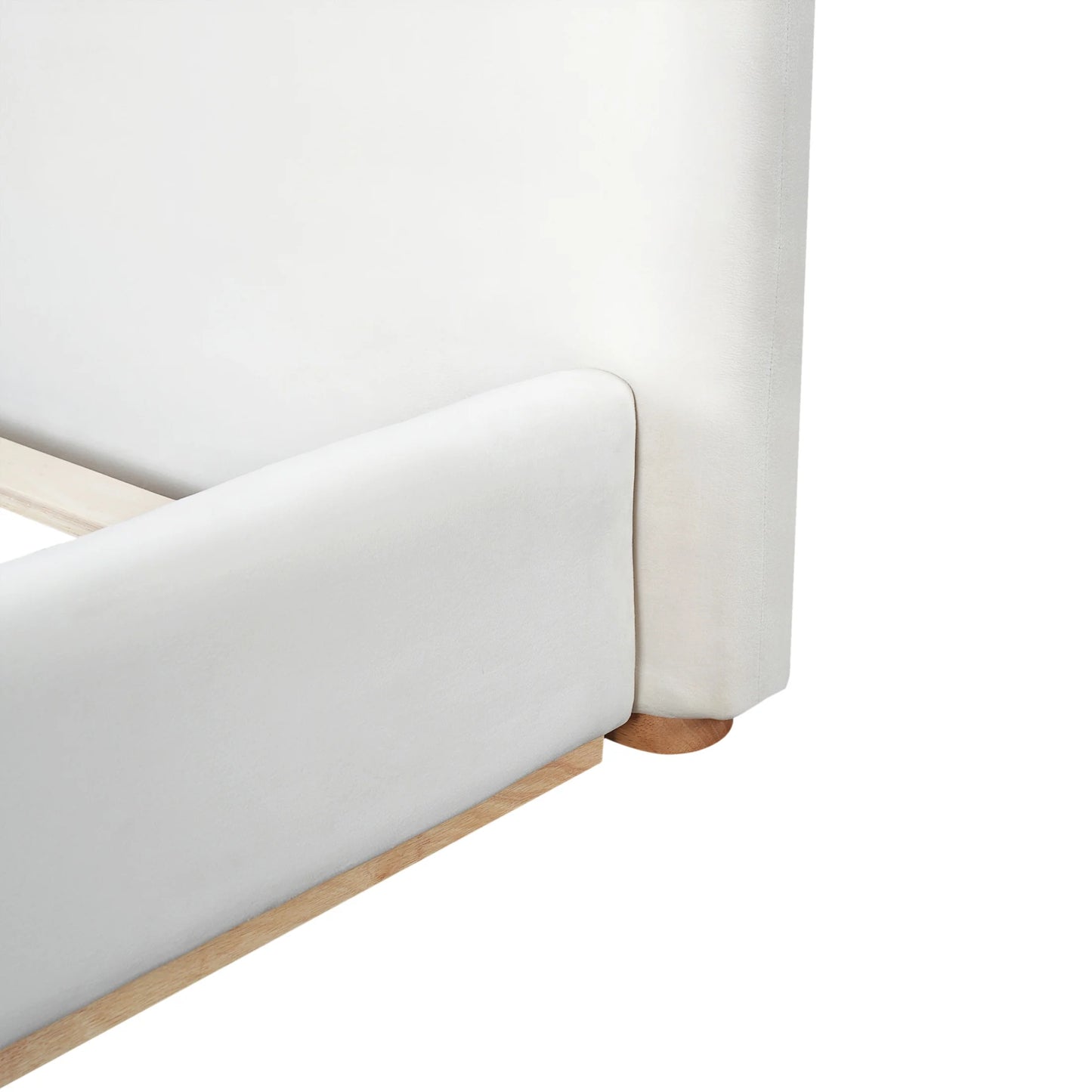 Christopher Knight Home Queen Bed with Velvet Upholstery, Solid Wood Platform, Padded Headboard, White