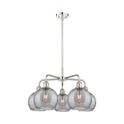 516-5CR-AC-G1213-8SM-Innovations Lighting-Athens Deco Swirl - 5 Light Stem Hung Chandelier In Industrial Style-15.38 Inches Tall and 26 Inches
