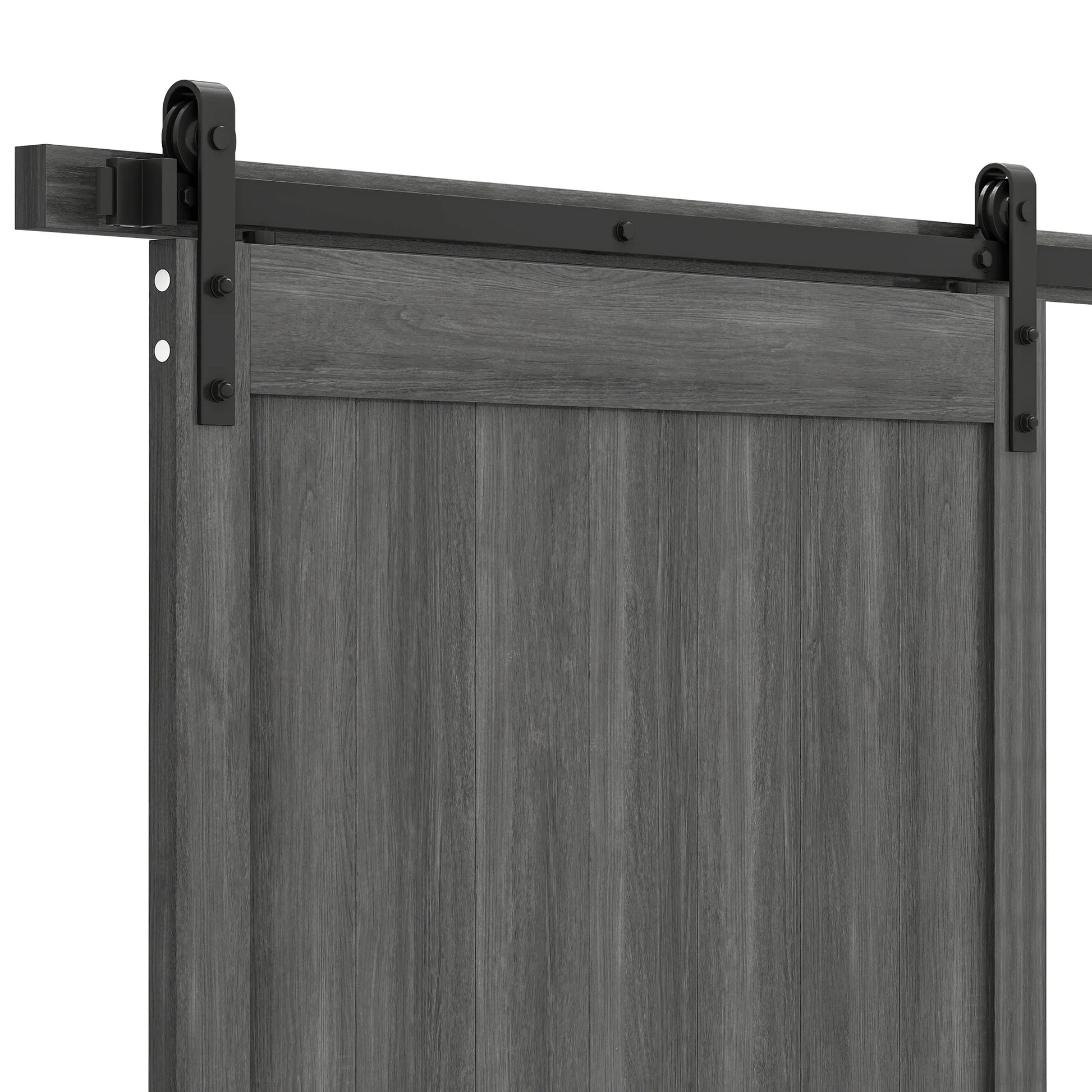 Uforic 48" x 84" Silding Barn Door,with Hardware Kit Rail,and Handle,Pulleys, Gray