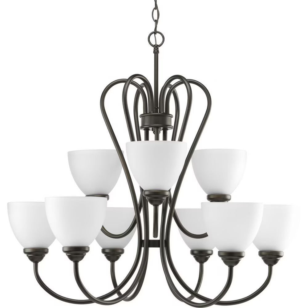 P4668-09-Progress Lighting-Heart - Chandeliers Light - 9 Light in Farmhouse style - 29.81 Inches wide by 27.75 Inches high-Brushed Nickel Finish