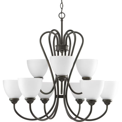 P4668-09-Progress Lighting-Heart - Chandeliers Light - 9 Light in Farmhouse style - 29.81 Inches wide by 27.75 Inches high-Brushed Nickel Finish