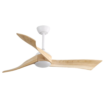 52 Inch Minimalist Ceiling Fan Light with 6 Speed Remote Energy-Saving Dc Motor,Matte White Metal & Wood Electrical Appliances Fans