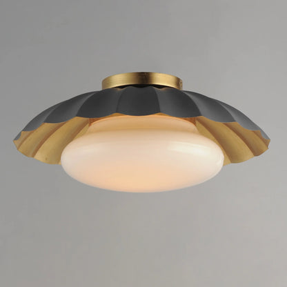 18059MWGL-Maxim Lighting-Primrose - 1 Light Flush Mount-6.75 Inches Tall and 16 Inches Wide-Matte White/Gold Leaf Finish
