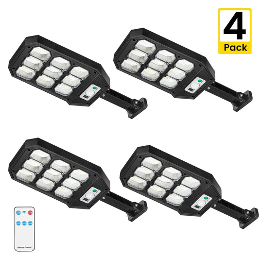 Thorfire 4 Pack Solar Street Light Outdoor,1000LM 279 LEDs Motion Sensor Flood Light 3 Lighting Modes Waterproof for Yard, Fence, Garden, Patio, Front Door