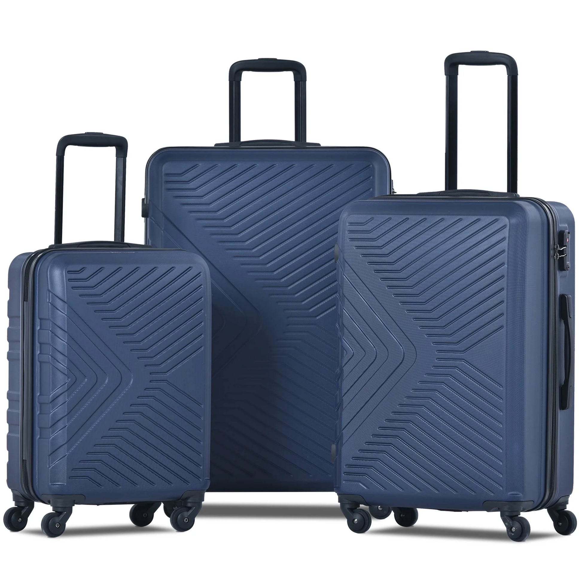 3 Piece Navy Luggage Travel Set, 20" 24" 28" Carry on Luggage with Spinner Wheels, Lightweight Hard Case Luggage Travel Suitcase Christmas Gifts for Business Trip Holiday Travel Cruise