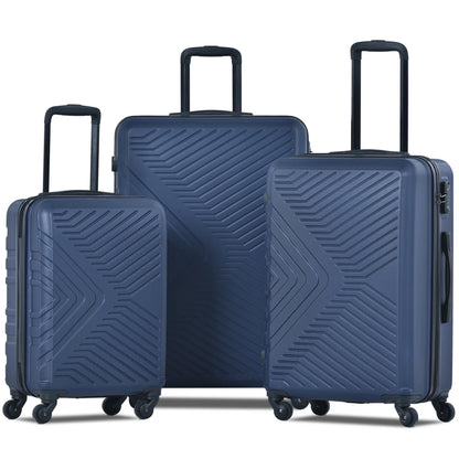 3 Piece Navy Luggage Travel Set, 20" 24" 28" Carry on Luggage with Spinner Wheels, Lightweight Hard Case Luggage Travel Suitcase Christmas Gifts for Business Trip Holiday Travel Cruise