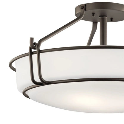 44085NI-Kichler Lighting-Alkire - 3 light Semi-Flush Mount - with Transitional inspirations - 9.25 inches tall by 16.5 inches wide-Brushed Nickel