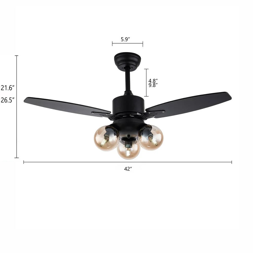 42" Vintage Ceiling Fan Light Industrial Farmhouse Chandelier Lighting Fixture Pendant Fan Lamp Without Bulb