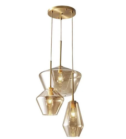 Pendant Lighting Glass Triple Hanging Pendant Light Fixture Glass,Vintage Hanging Ceiling Light Fixture, Fixture Glass Surrounded LED Lighting Fixture Kitchen, Island, Table Hallway Interior Lighting