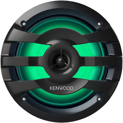 KENWOOD KFC-1673MRBL 6.75 2-Way Marine Speaker(Black) with RGB Lighting, Remote Control Included, 260 Max Power