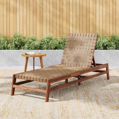 Christopher Knight Home Outdoor Wood Chaise Lounge Chair, Adjustable 4-Position Recliner with Rope Seat, Teak