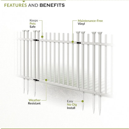 3.5ft H x 5ft W (1 Gate) No Dig Zippity Burbank Gate Kit, White Vinyl Picket Yard Fence Gate with Hardware Included for Burbank Fence Kit, Outdoor Patio and Backyard Gate, ZP19071