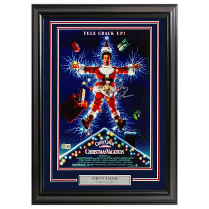 Chevy Chase Autographed Framed Christmas Vacation Movie Poster - Beckett Authenticated