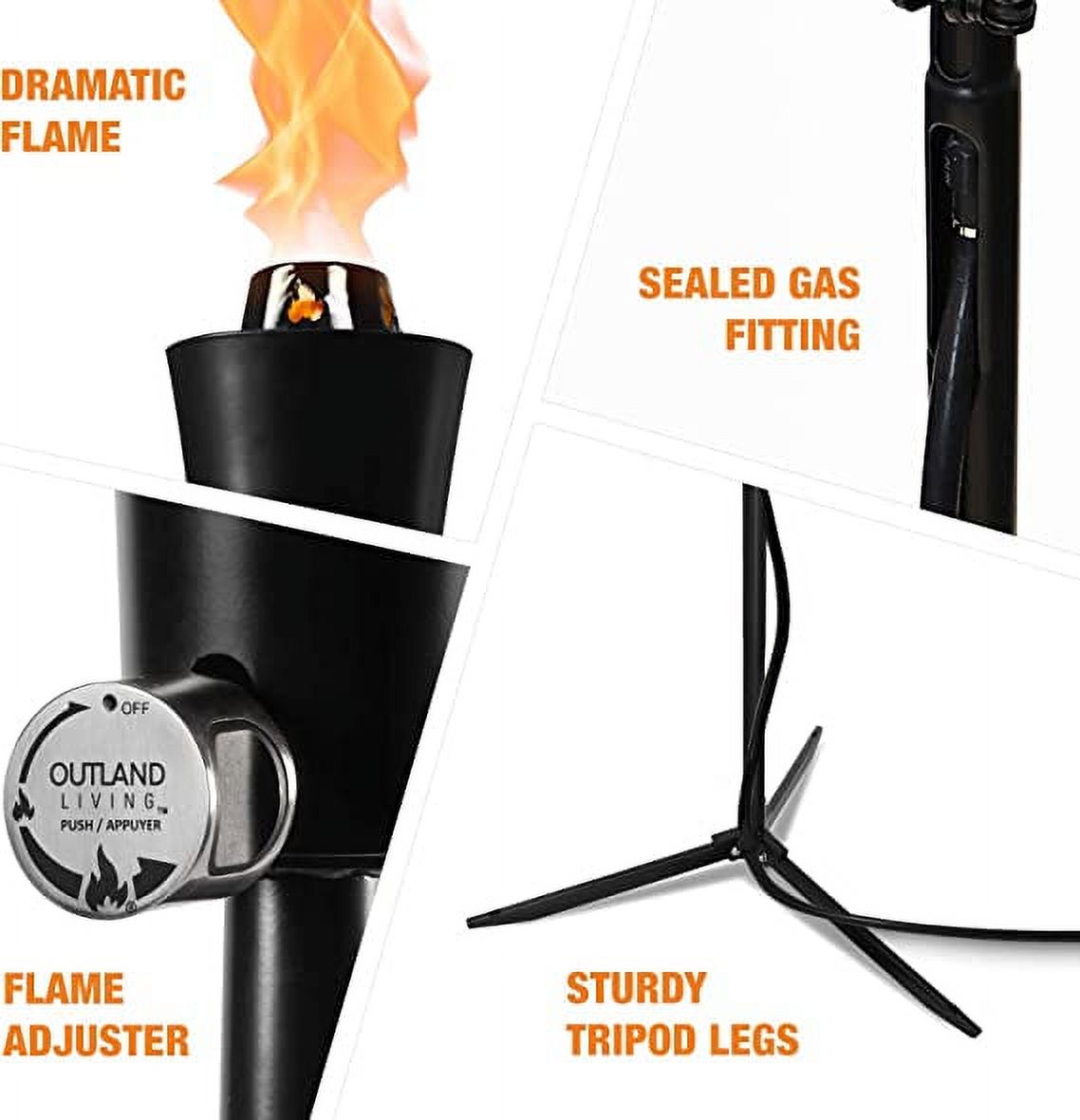 1lb Outdoor Propane Gas Tiki Style Torch - Easily Transform Your Place Into an Elegant Paradise with this Portable 71 inch Long Burning Torch Lighting That Will Compliment any Yard, Pathway, Backyard