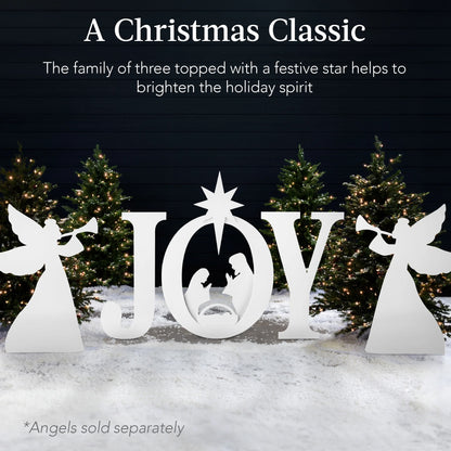 Best Choice Products 46in Outdoor JOY Christmas Nativity Decoration w/Weather Resistant PVC, Ground Stakes - Red/White