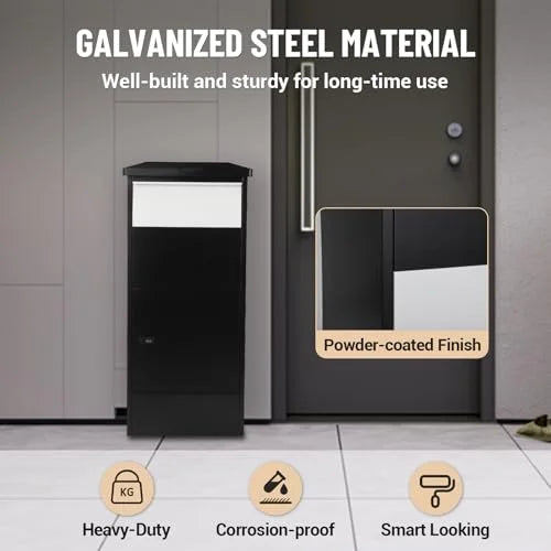 Huloretions Package Delivery Boxes for Outside,Large Package Delivery Drop Box,Galvanized Steel Parcel MailboxCode Lock & Mounting Hardware,Parcel Drop Box for Porch,Curbside