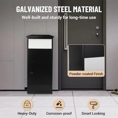 Huloretions Package Delivery Boxes for Outside,Large Package Delivery Drop Box,Galvanized Steel Parcel MailboxCode Lock & Mounting Hardware,Parcel Drop Box for Porch,Curbside