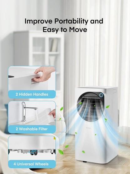 FOHERE 12000 BTU Portable Air Conditioner for Room Cooling and Heating, Covers up to 550 Sq. Ft, 4 IN 1 All Season AC Portable Air Conditioner with Remote Control and Window Kit, White