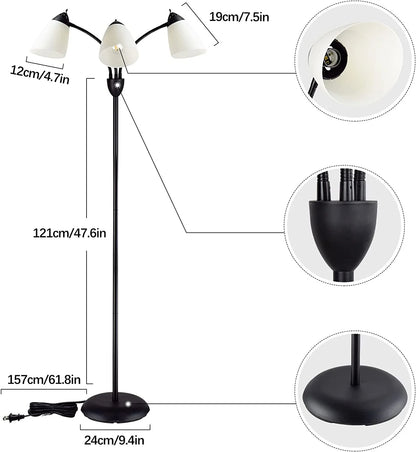 DINGLILIGHTING Floor Lamp Tall for Room: Flexible Gooseneck Floor Lamps Standing for Bedroom Home Office - Modern Floor Lights 5-Light