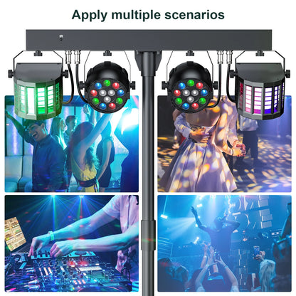 DJ Lights with Stand, 24PCS+8PCS RGBW Party Bar Light Set,Sound Activated LED Stage Lighting for Disco Wedding Halloween Christmas