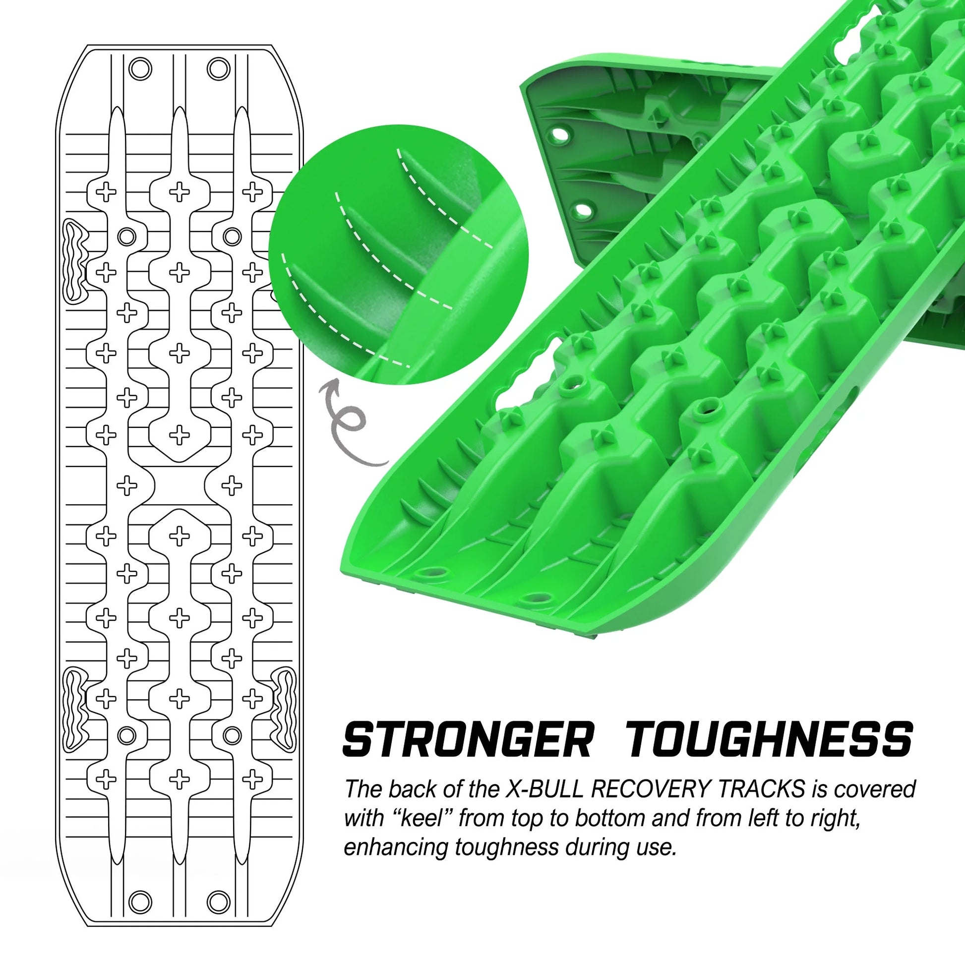 X-BULL Traction Track Traction Boards Kits Recovery Track 2PCS Sand Mud Snow Track Tire Ladder 4WD with Bag+Hardware Green 3.0