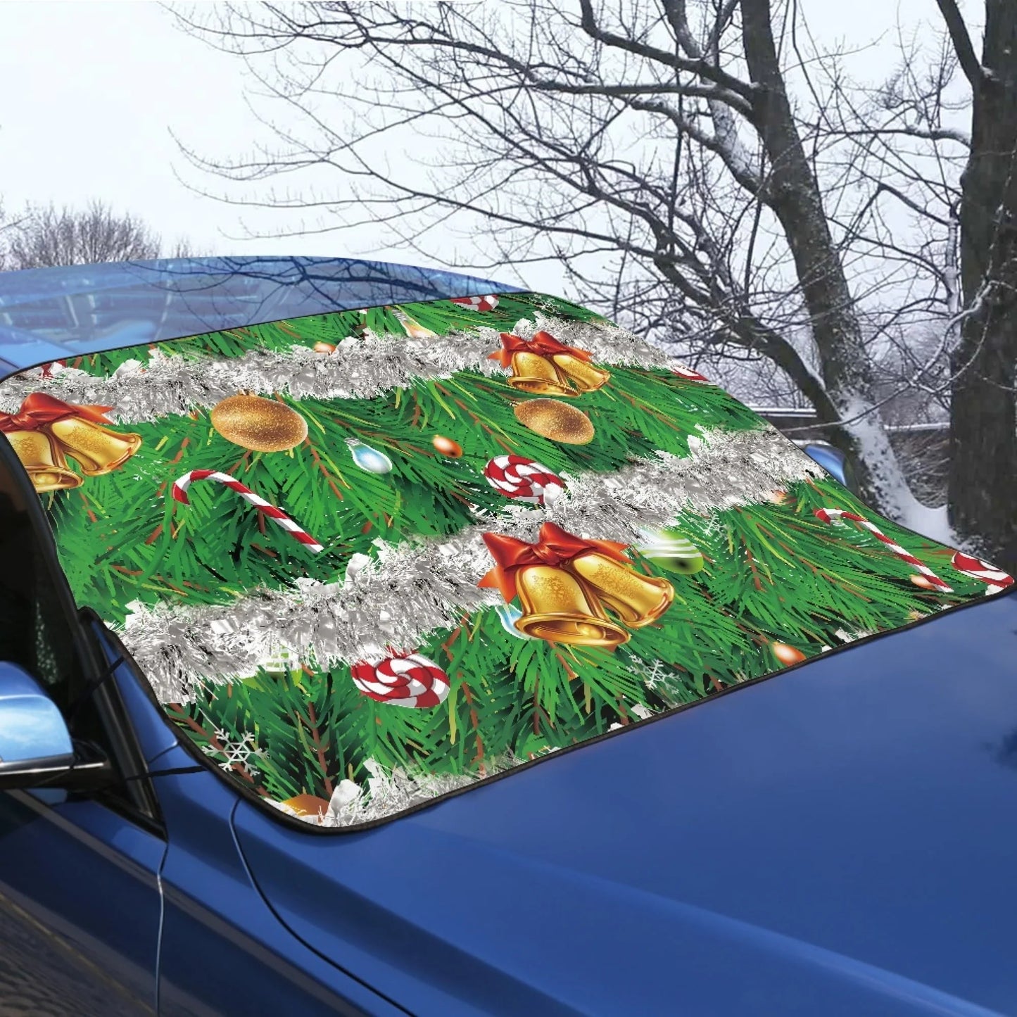 Bivenant Store Christmas Theme Car Windshield Cover for Ice and Snow Car Front Winter Windshield Covers for Ice Removal Winter Car Accessories for Windshield Protection ,55.9 x 37.7 Inches
