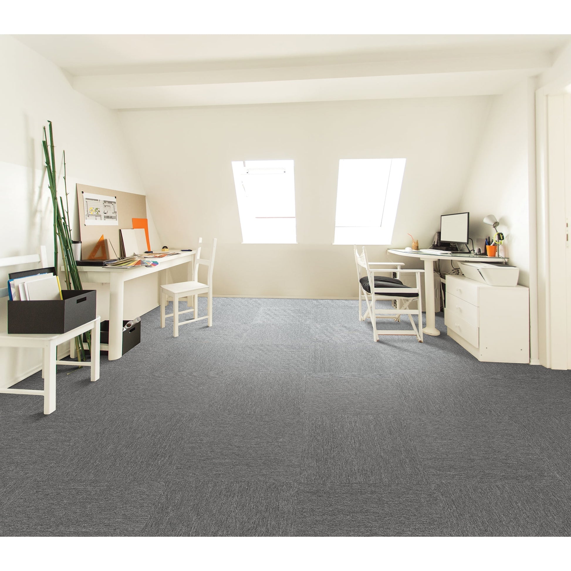 Mohawk Basics 24" x 24" Carpet Tile with EnviroStrand PET Fiber in Iron (96 sq ft per carton)