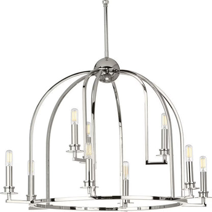 P400187-031-Progress Lighting-Seneca - Chandeliers Light - 9 Light in Farmhouse style - 30 Inches wide by 20.88 Inches high-Black Finish