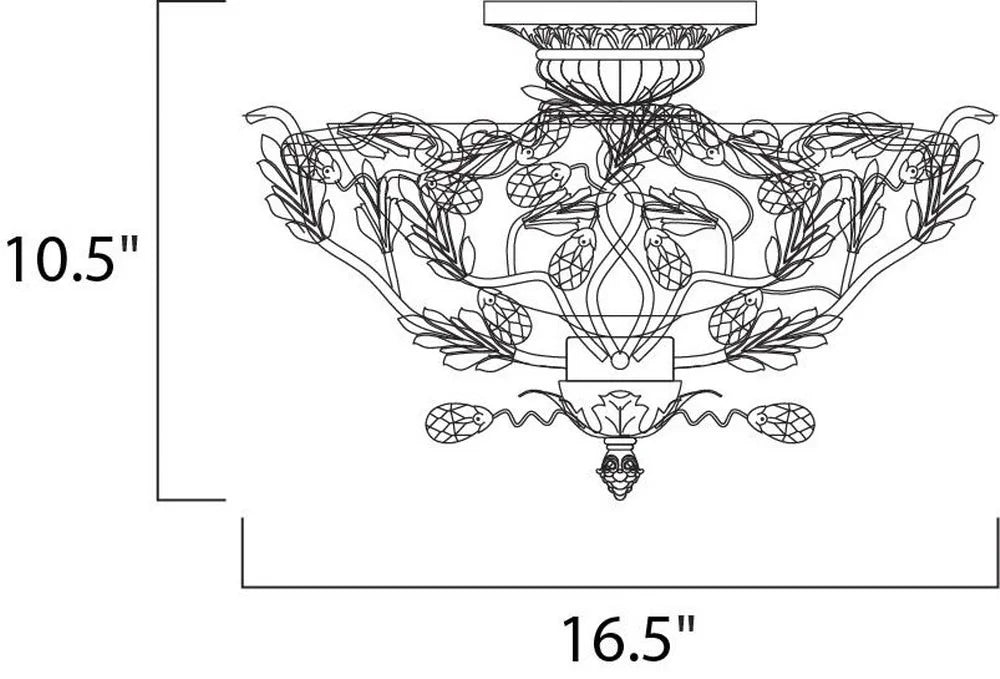 2859EG-Maxim Lighting-Elegante - 3 Light Semi-Flush Mount-Etruscan Gold Finish