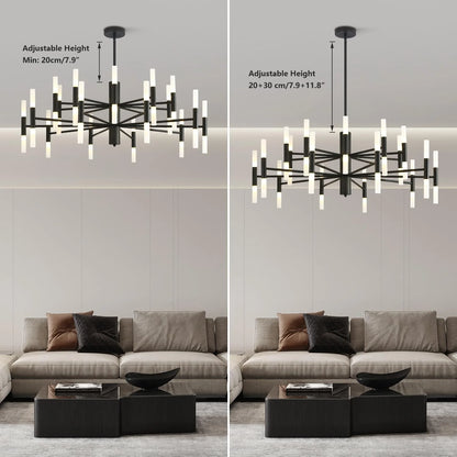 KCO Lighting Black Sputnik Light Fixture, Vintage Chandelier 40 Lights, Mid Century Modern LED Farmhouse Ceiling Light