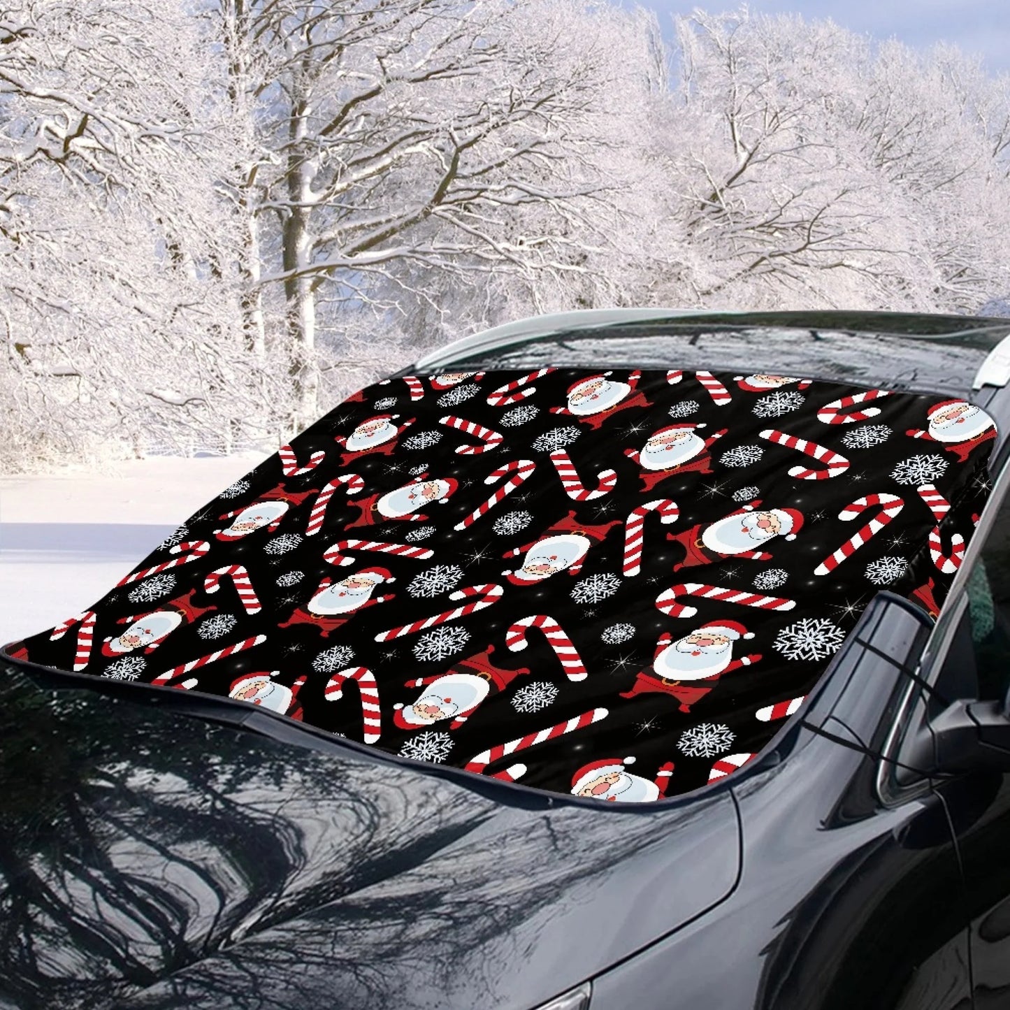 Bivenant Store Christmas Theme Windshield Snow Ice Cover, Protects Windshield and Wipers from Weatherproof, Rain, Sun, Frost, Vehicles, Cars Trucks Vans and SUVs,55.9"x37.7"