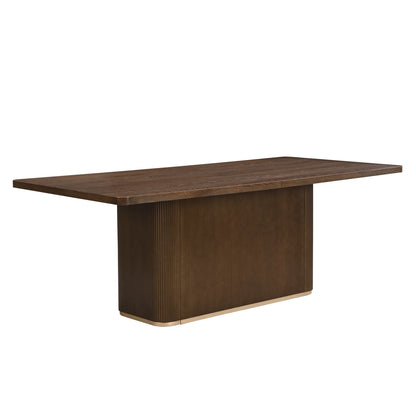 Christopher Knight Home 84" Rectangular Wood Dining Table for 6-8 people with Solid Pillar Base, Walnut