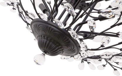 Maxax 4 Lights Semi Flush Mount Crystal Chandelier, Modern K9 Ceiling Light Fixtures, Adjustable Hanging Pendant Lighting, E12 Ceiling Light for Entry Way, Dinning Room, Living Room, Bedroom, Black