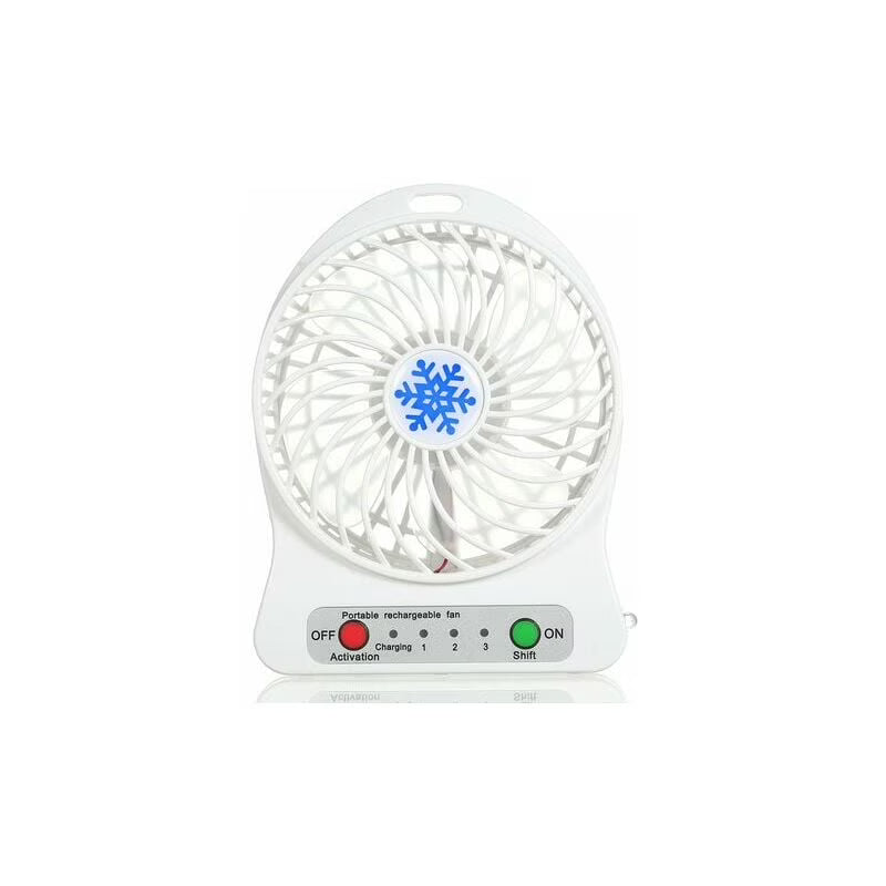 CHXIN Portable Rechargeable LED Light Fan Mini Desktop USB Charging Air Cooler 3 Mode Speed Regulation LED Lighting Function Cooling (White)