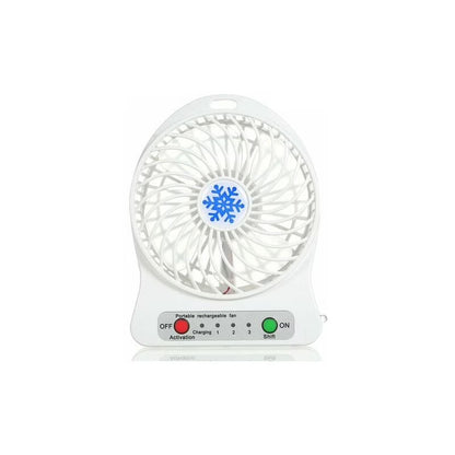 CHXIN Portable Rechargeable LED Light Fan Mini Desktop USB Charging Air Cooler 3 Mode Speed Regulation LED Lighting Function Cooling (White)