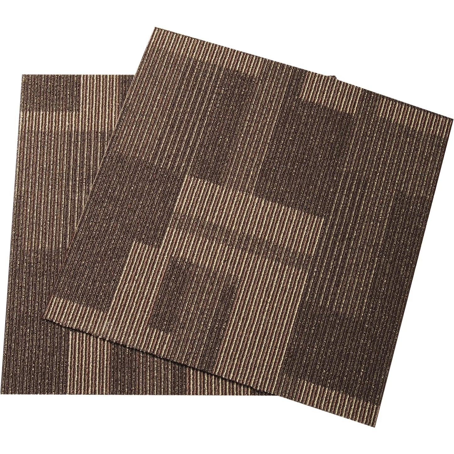 KFFKFF Carpet Tile Floor 24pcs Squares w/Padding Attached 20"x 20"Mixed Brown