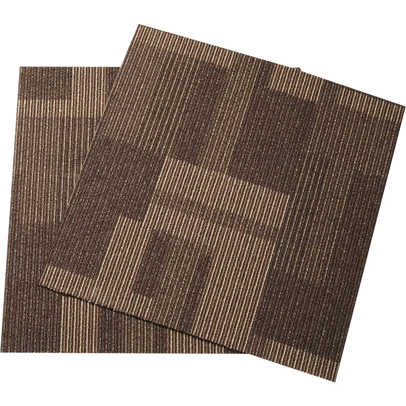 KFFKFF Carpet Tile Floor 24pcs Squares w/Padding Attached 20"x 20"Mixed Brown