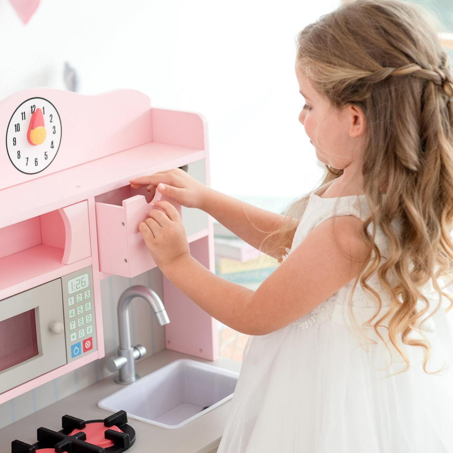 Teamson Kids - Little Chef Florence Classic Play Kitchen - Pink/Grey