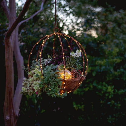 Artificial Christmas Hanging Basket,White LED String Lights Hanging Christmas Baskets, Christmas Hanging Planters with Pine Cones and Berries for Front Door Garden Patio