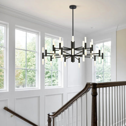 KCO Lighting Black Sputnik Light Fixture, Vintage Chandelier 40 Lights, Mid Century Modern LED Farmhouse Ceiling Light
