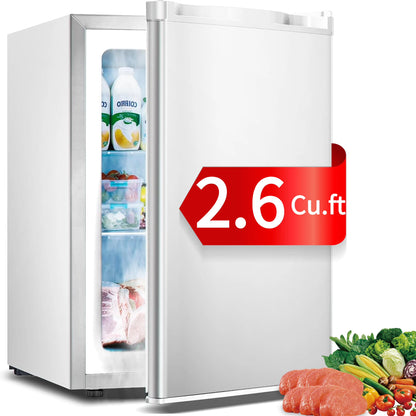 Auseo Mini Freezer Countertop, Energy Saving 2.6 Cu.ft, Single Door Compact Upright Freezer with Reversible Door for Home/Office/Kitchen-White