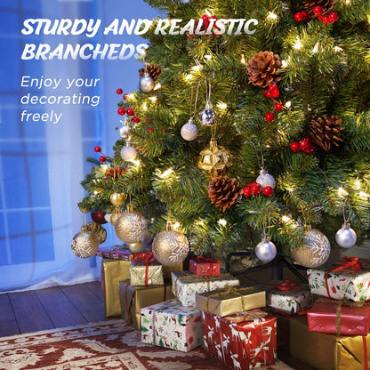 Jostyle 4.5FT Pre-Lit Christmas Tree, Decorated with 300 Clear Lights and Realistic 516 Thicken Tips