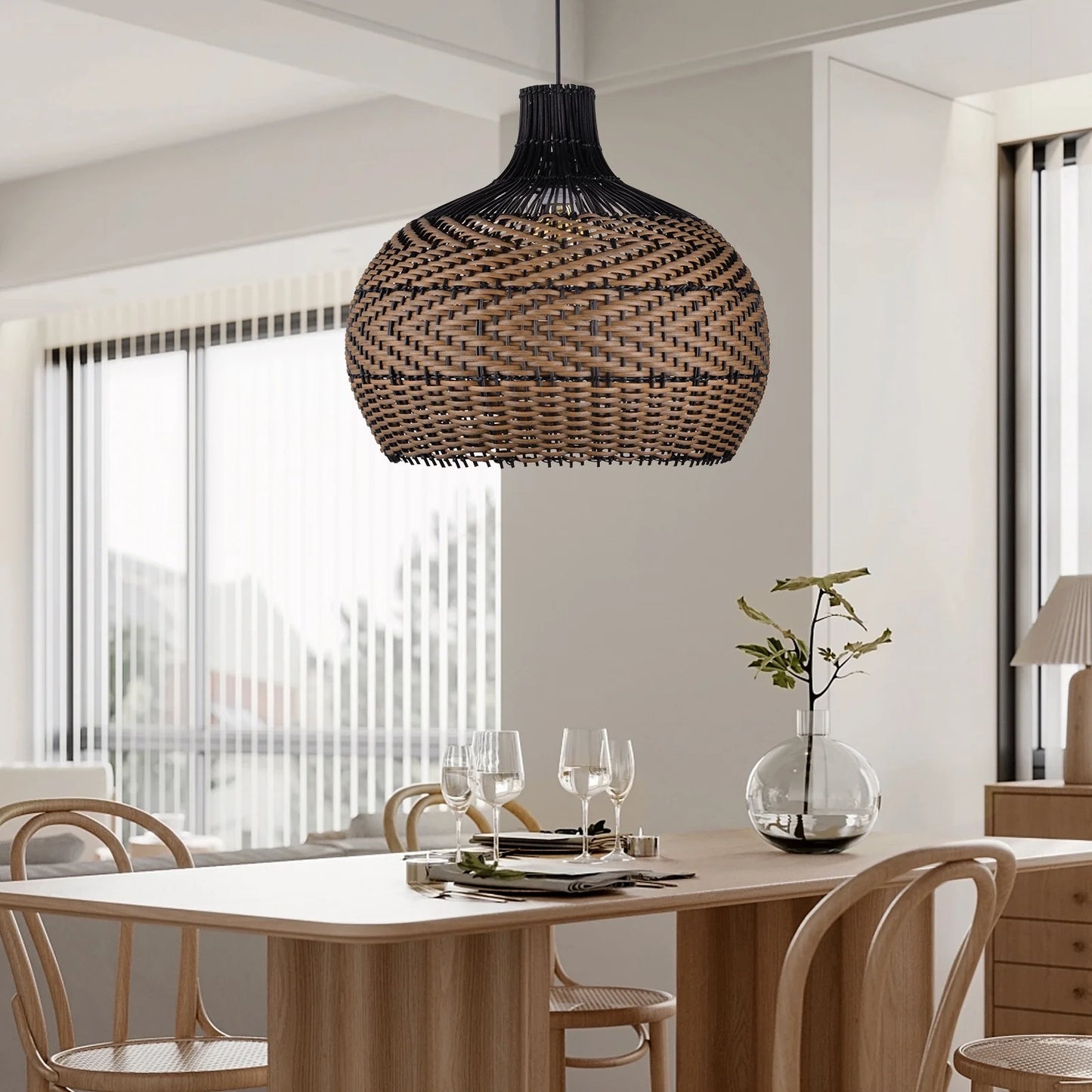 Arturesthome Basket Light Fixture Rattan Pendant Lighting for Living Room 1-Lights